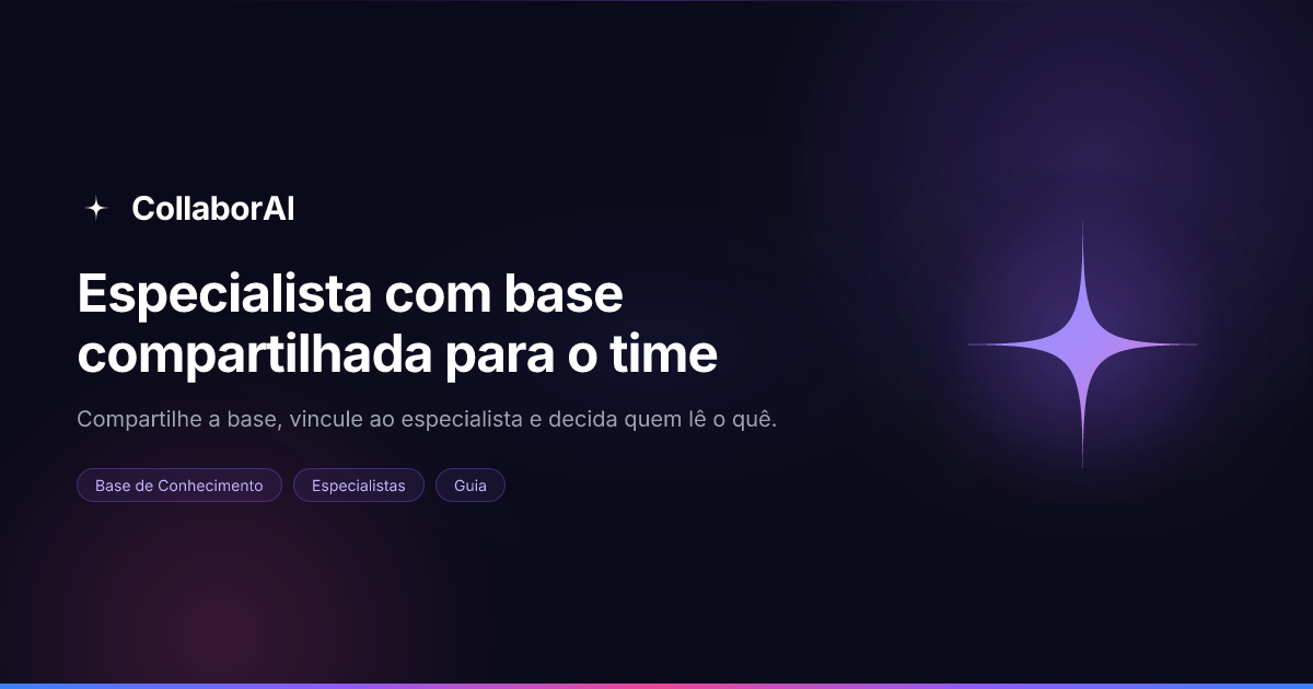 Uma Base de Conhecimento ligada a um Especialista e compartilhada com várias pessoas do time