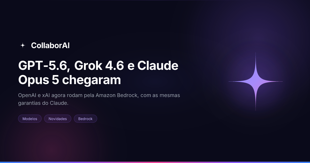 Seletor de modelos do CollaborAI com GPT-5.6, Grok 4.6 e Claude Opus 5 em destaque