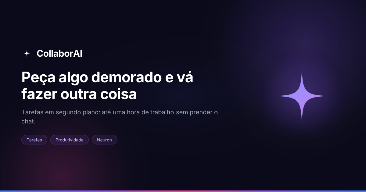 Card de tarefa em segundo plano com progresso ao vivo no Chat