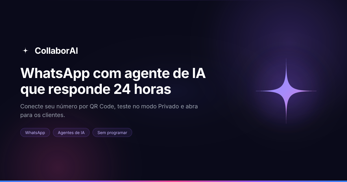 Ilustração de um agente de IA do CollaborAI atendendo conversas no WhatsApp